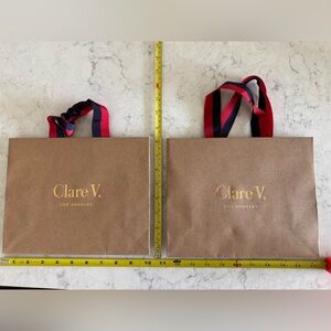 Clare V Brown Tote with Red and Blue Handles